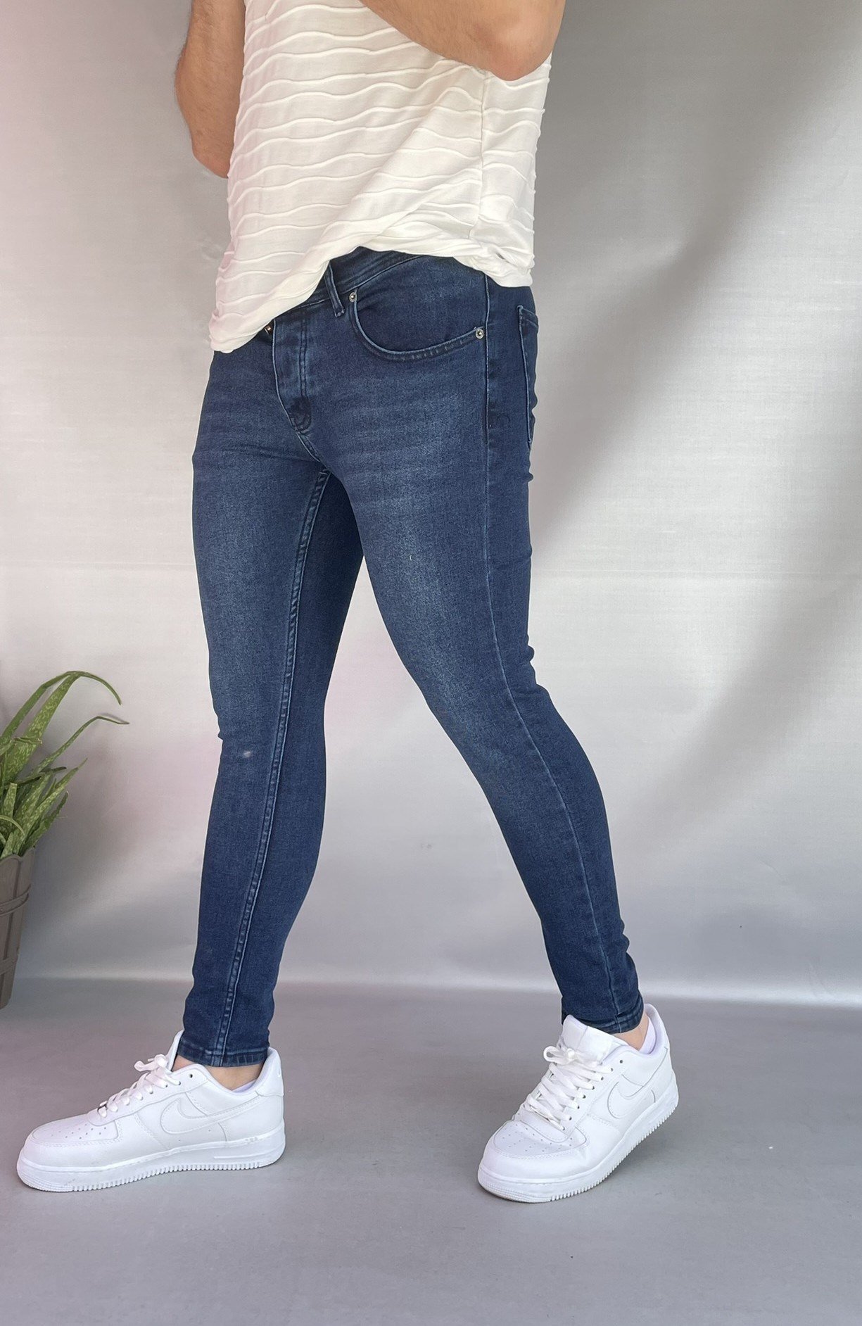Lacivert Düz Skinny  Jean