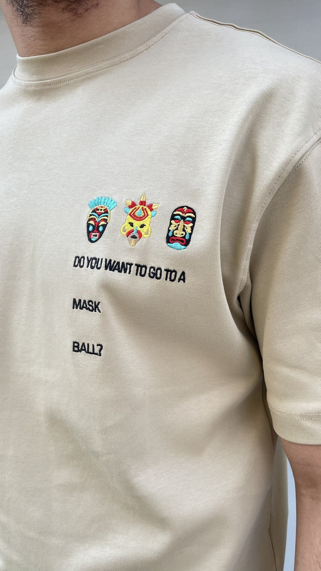 Maske Nakış Oversize T-shirt