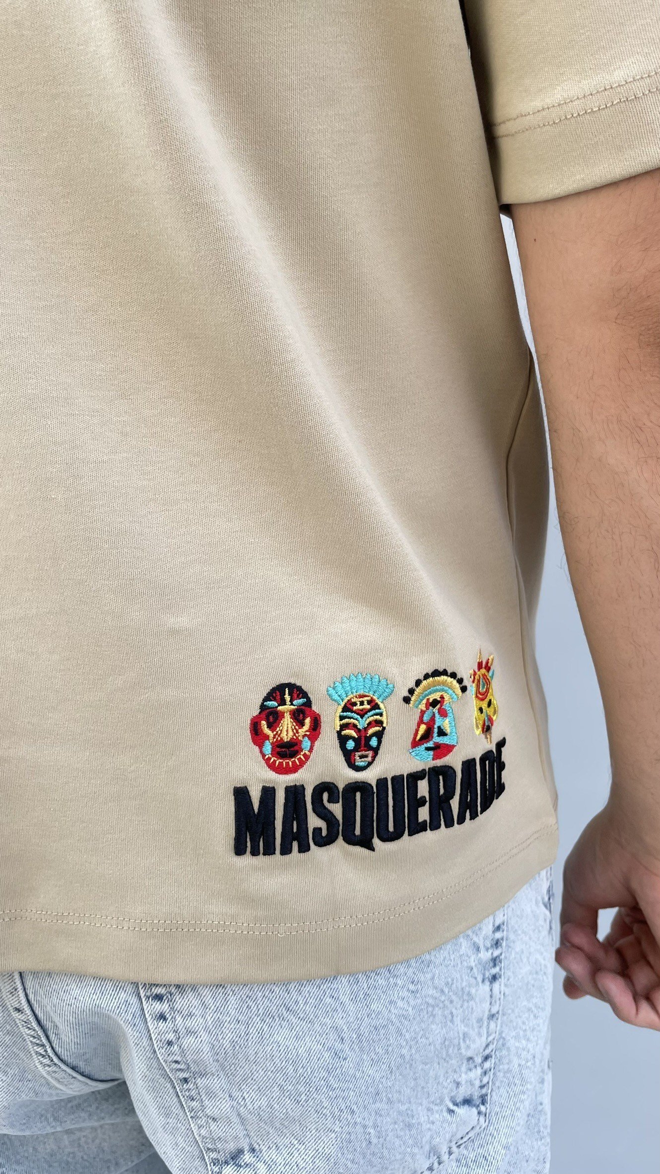 Maske Nakış Oversize T-shirt