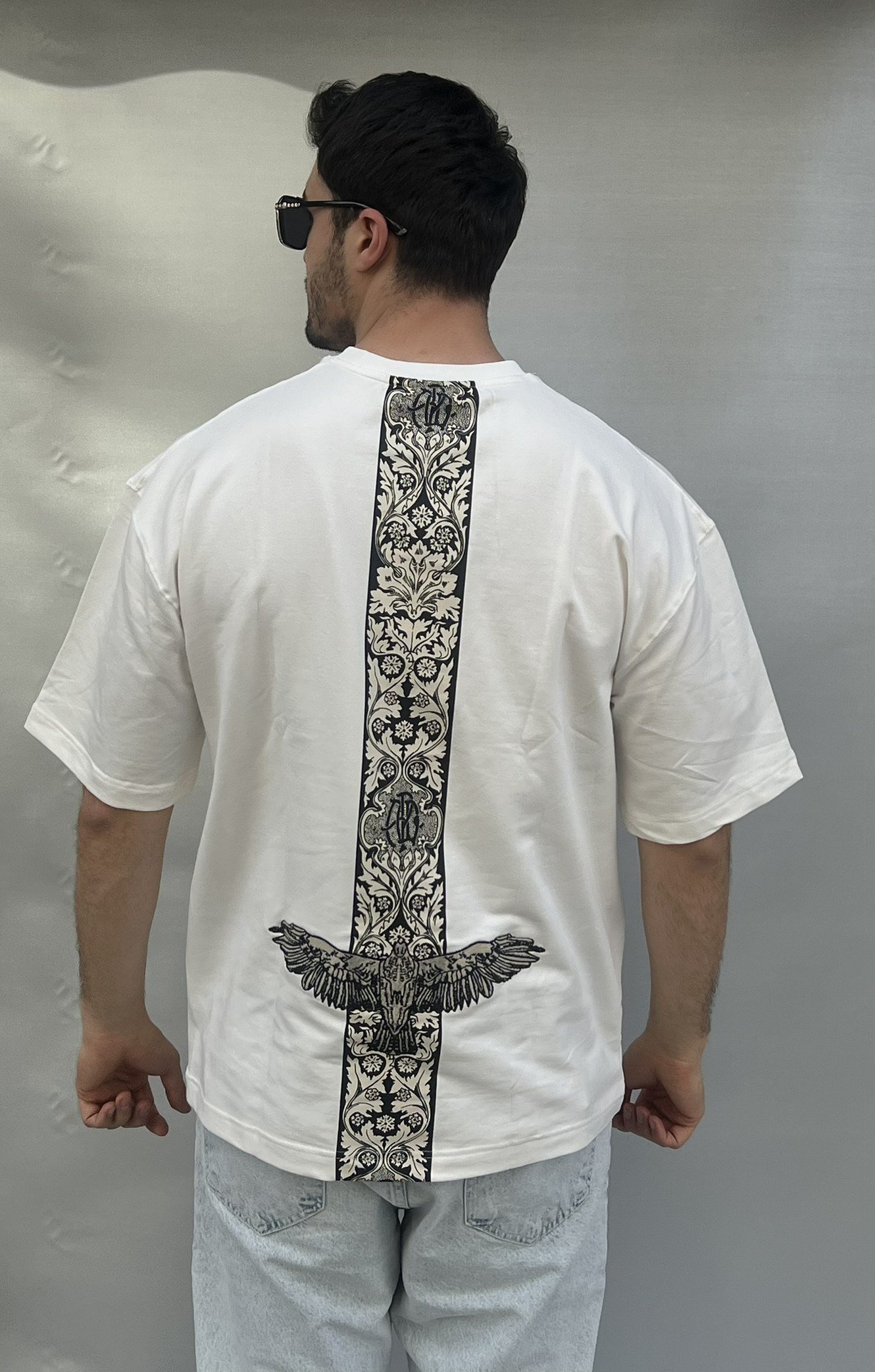 Ön Arka Anka Baskılı Oversize T-shirt