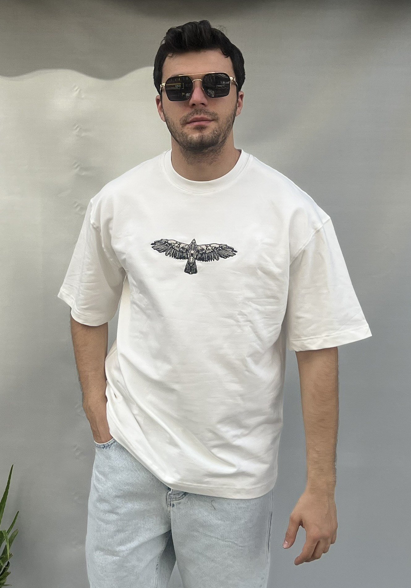 Ön Arka Anka Baskılı Oversize T-shirt