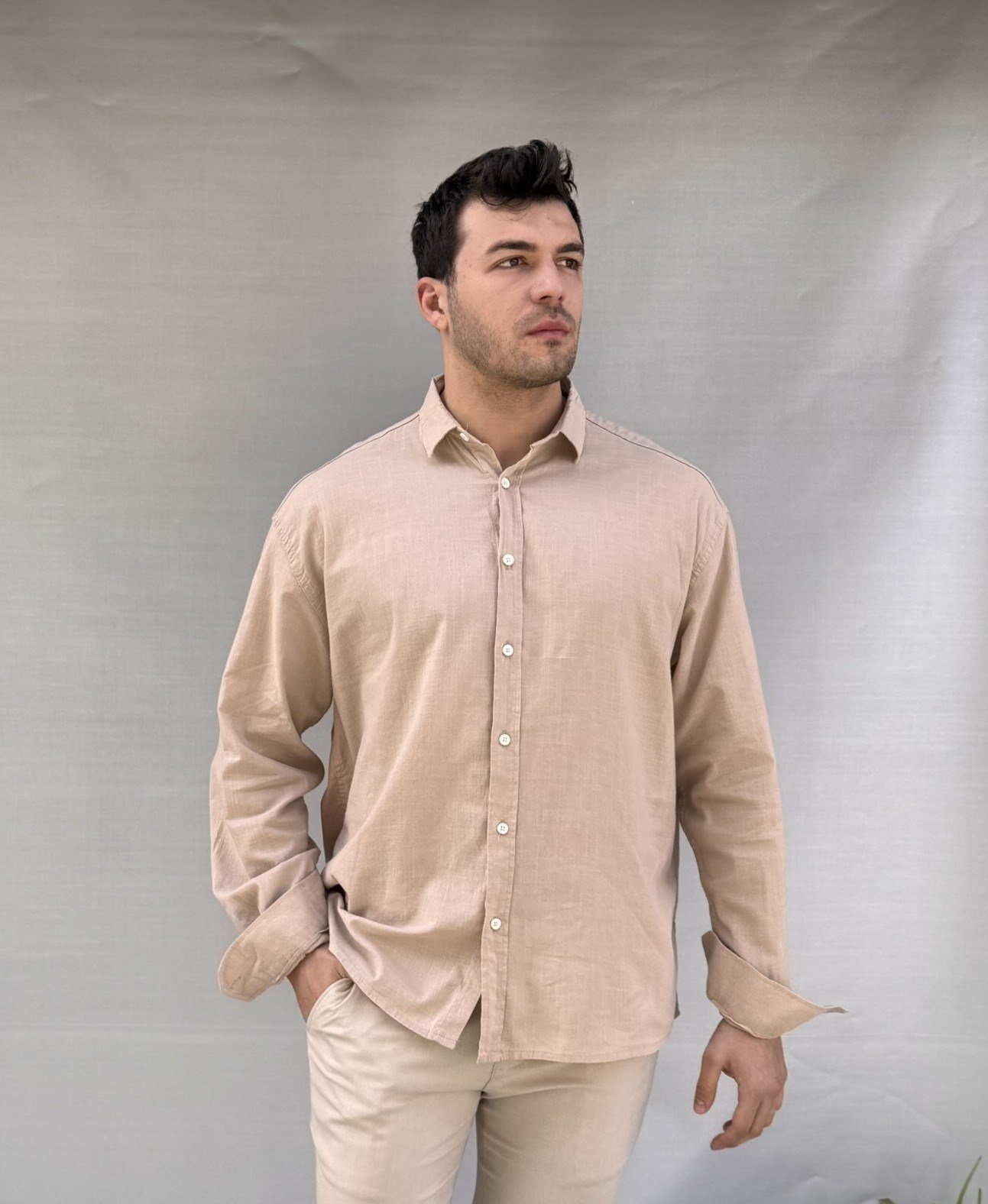 Oversize Keten Gömlek 5138