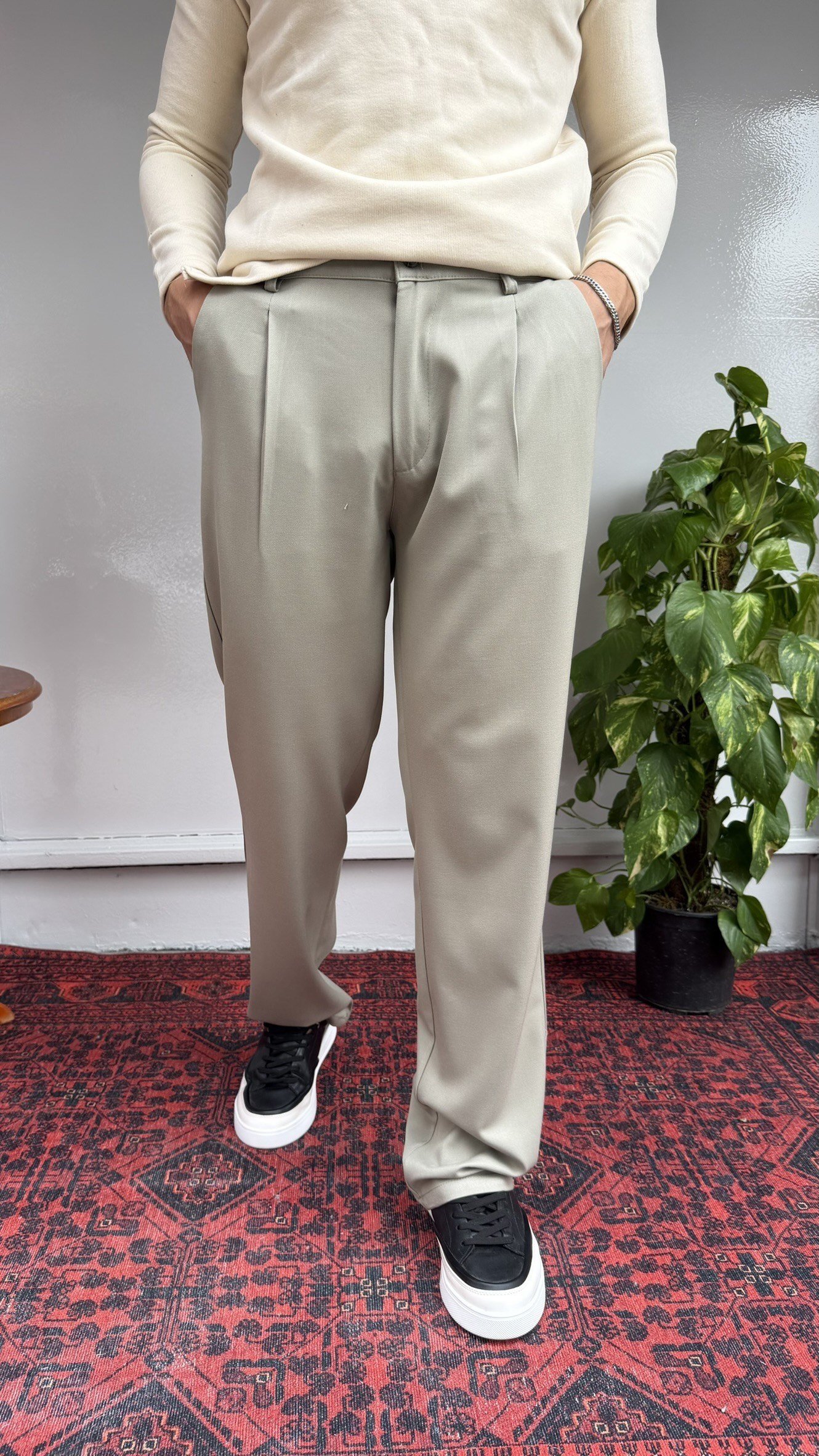 Pastel Mint Yeşil Baggy Kumaş Pantolon