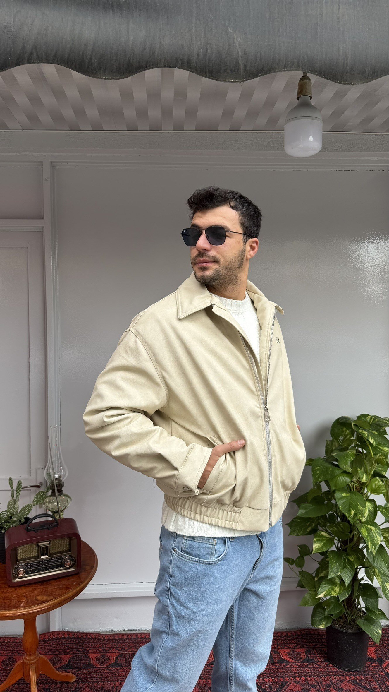 Retro Basic Deri Ceket