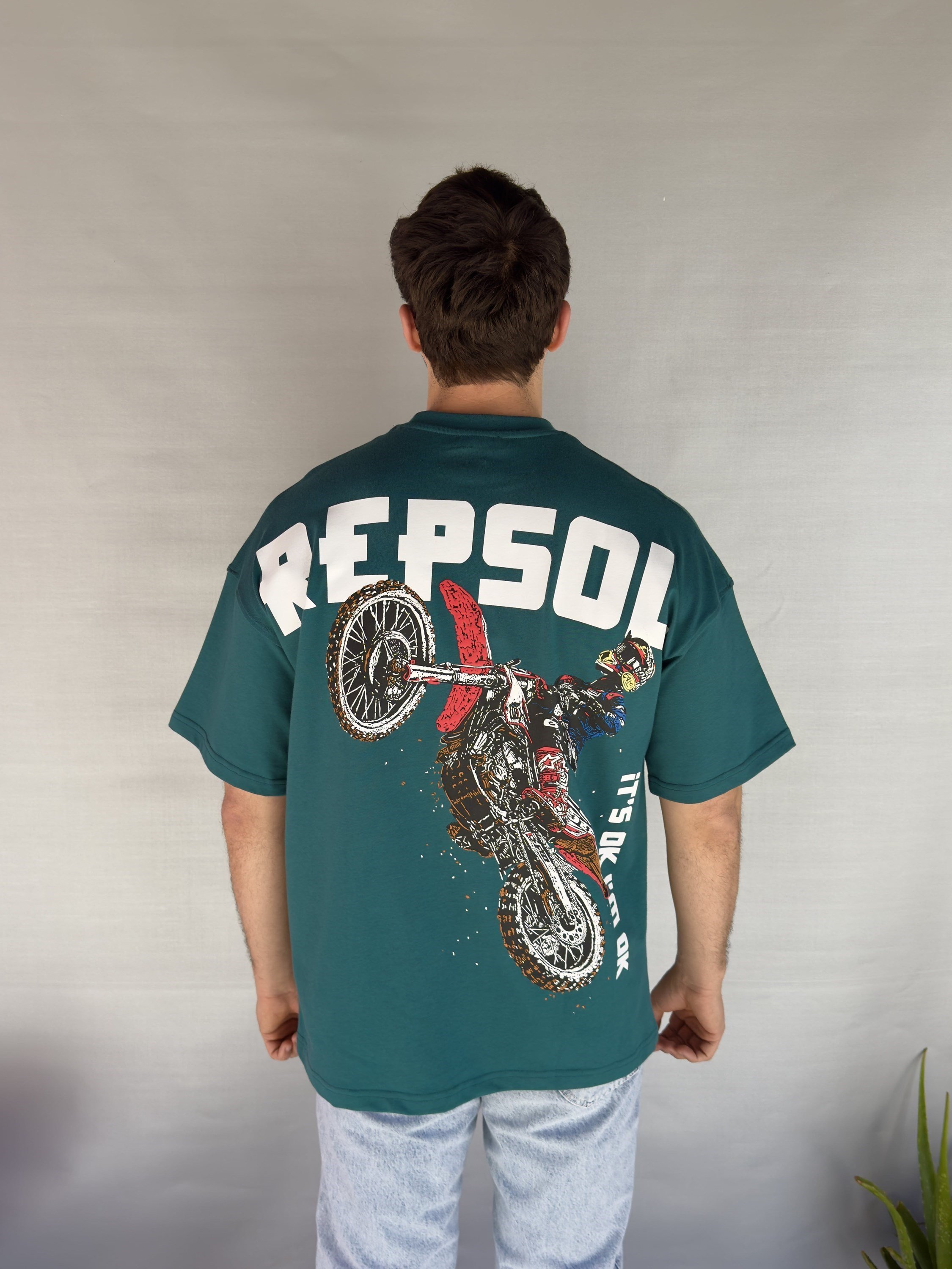 Sırt Motor Baskılı Oversize T-shirt