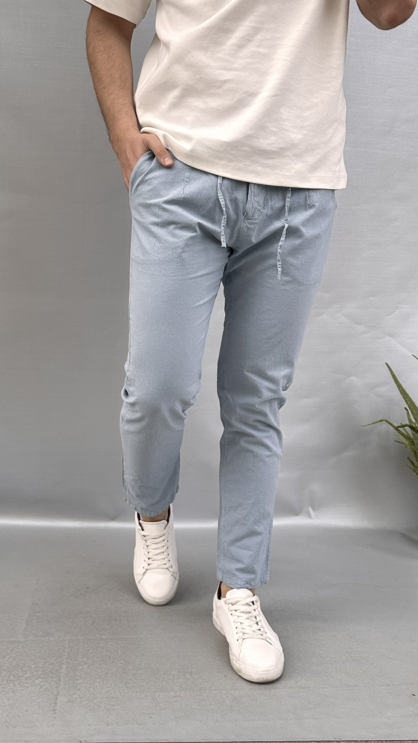 Slim Keten Pantolon