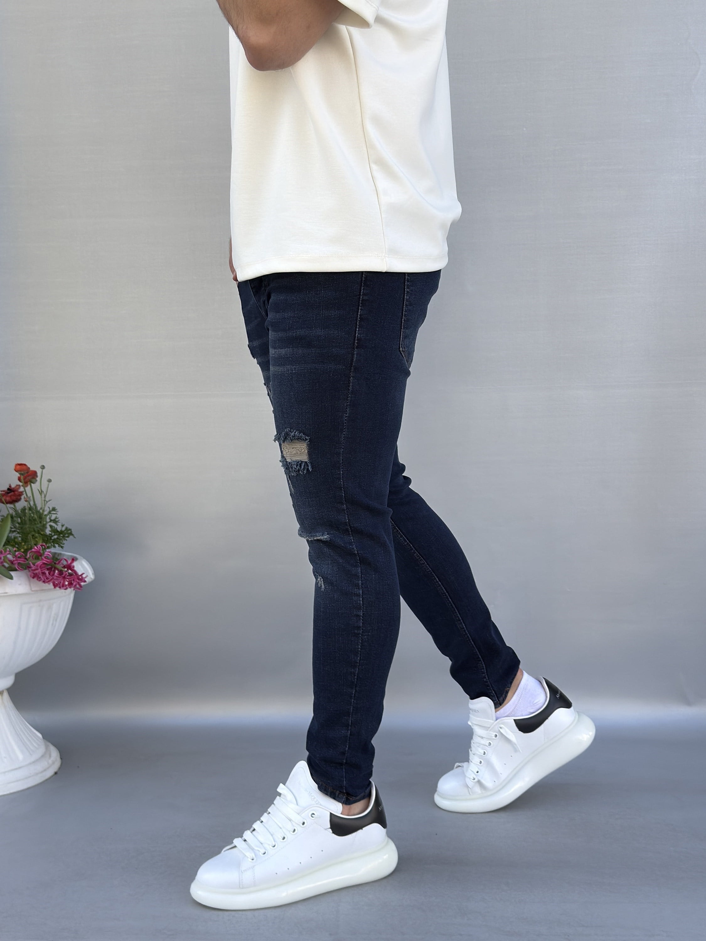 Tasarım Yırtık Detay Skinny Pantolon