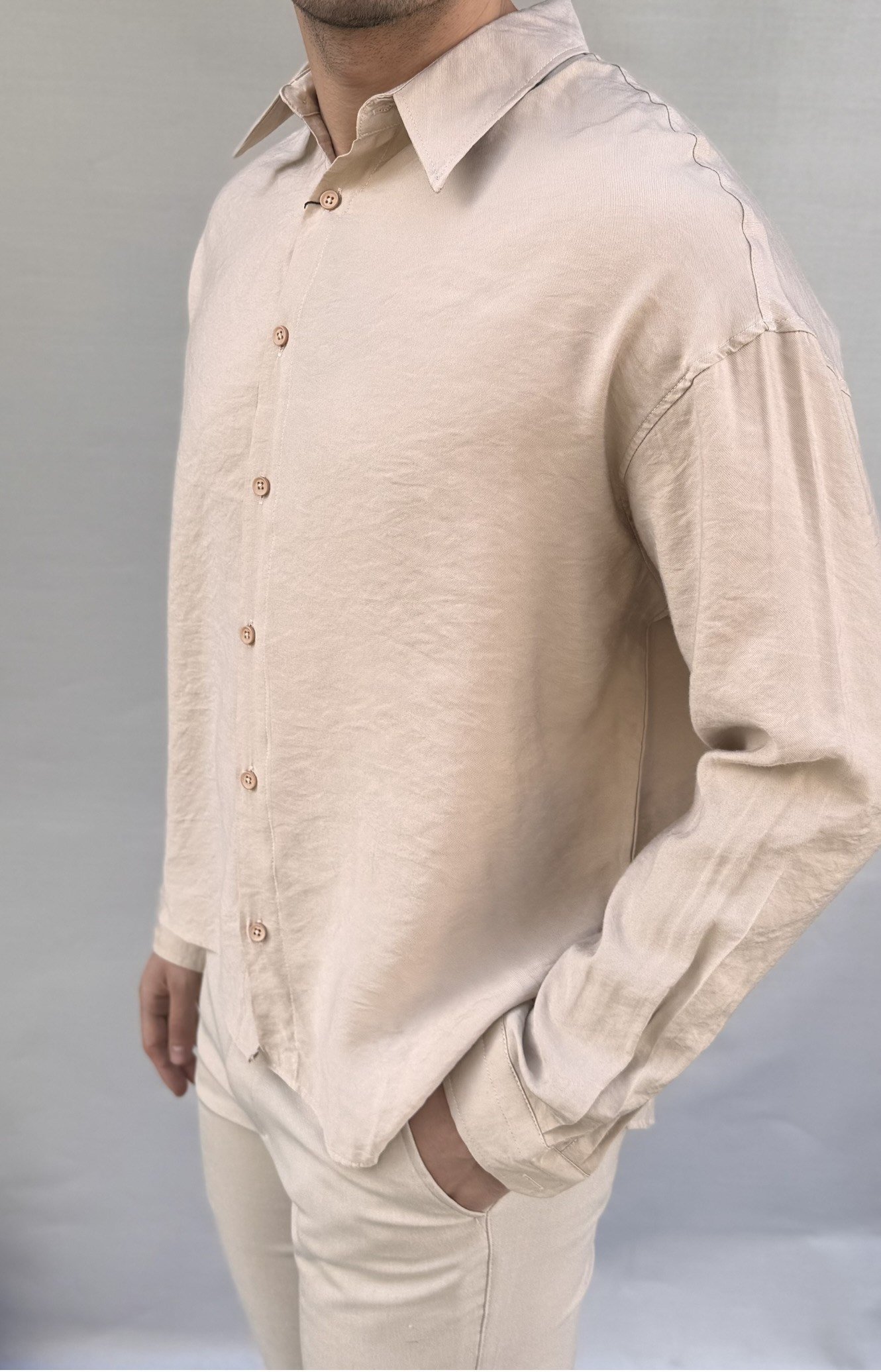 Tensel Kumaş Oversize Gömlek