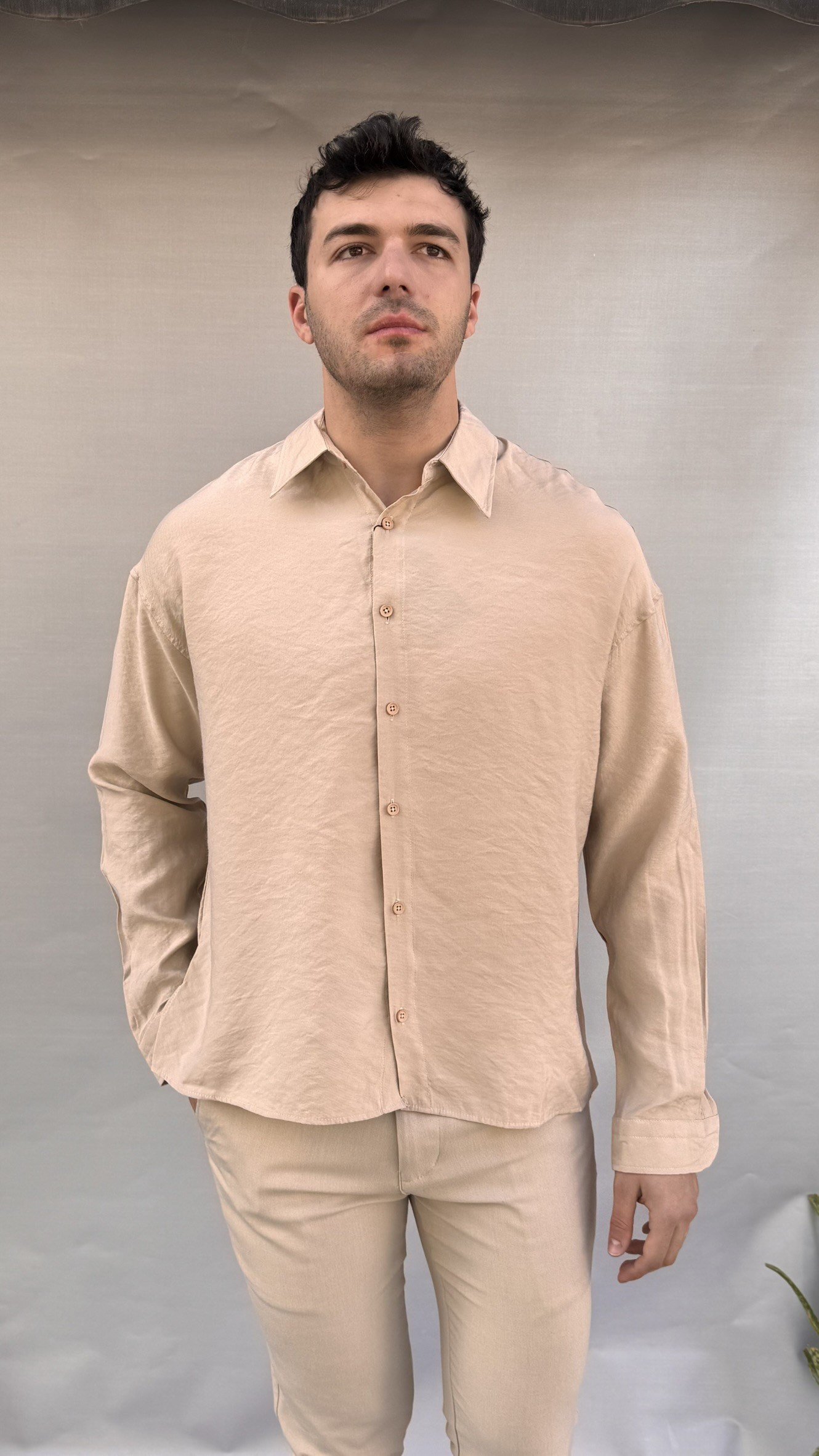 Tensel Kumaş Oversize Gömlek