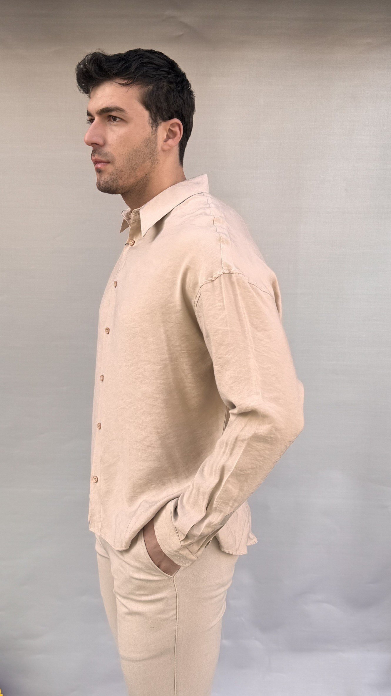 Tensel Kumaş Oversize Gömlek