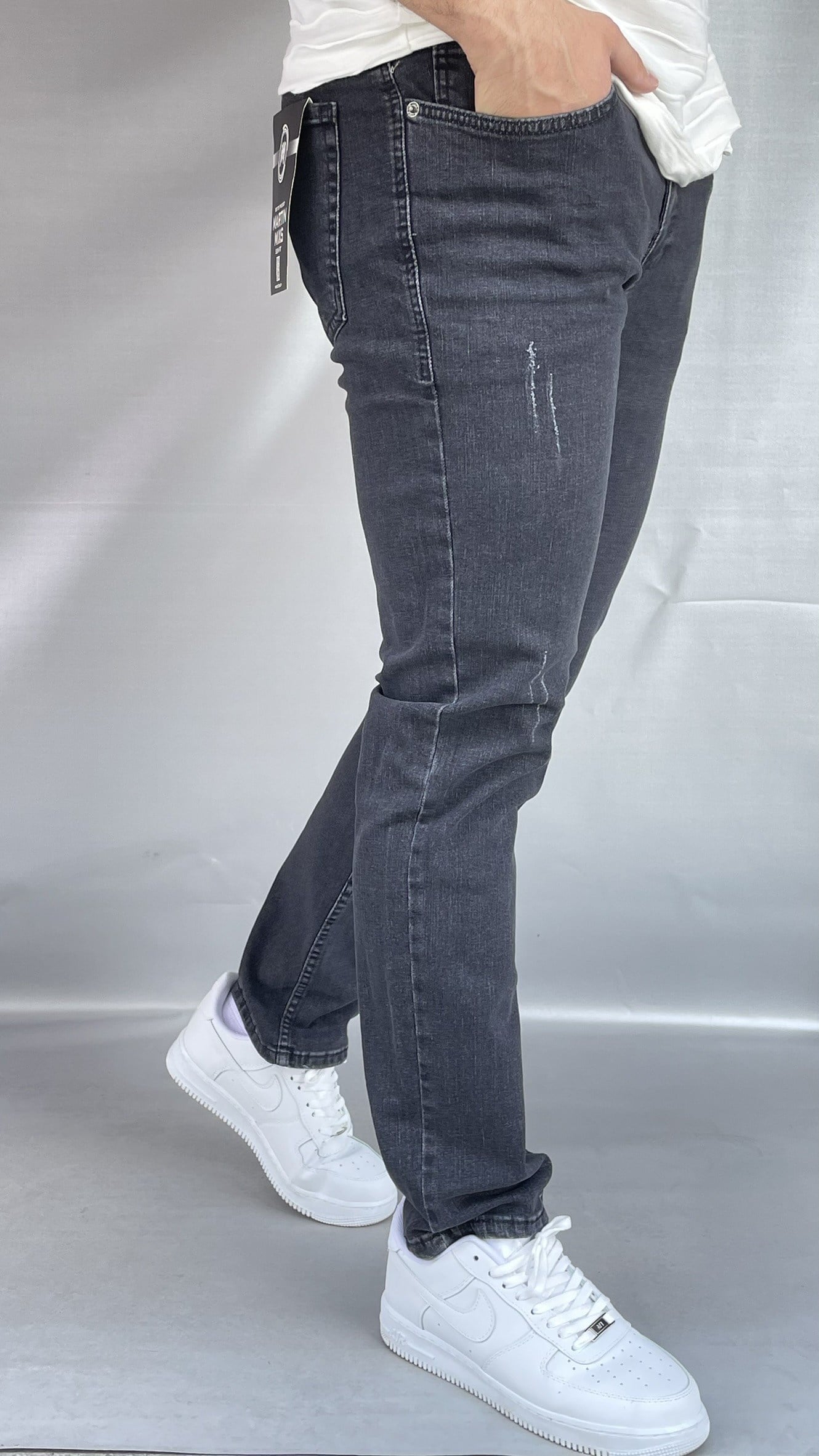 Tırnaklı Antrasit Slim Fit Jean