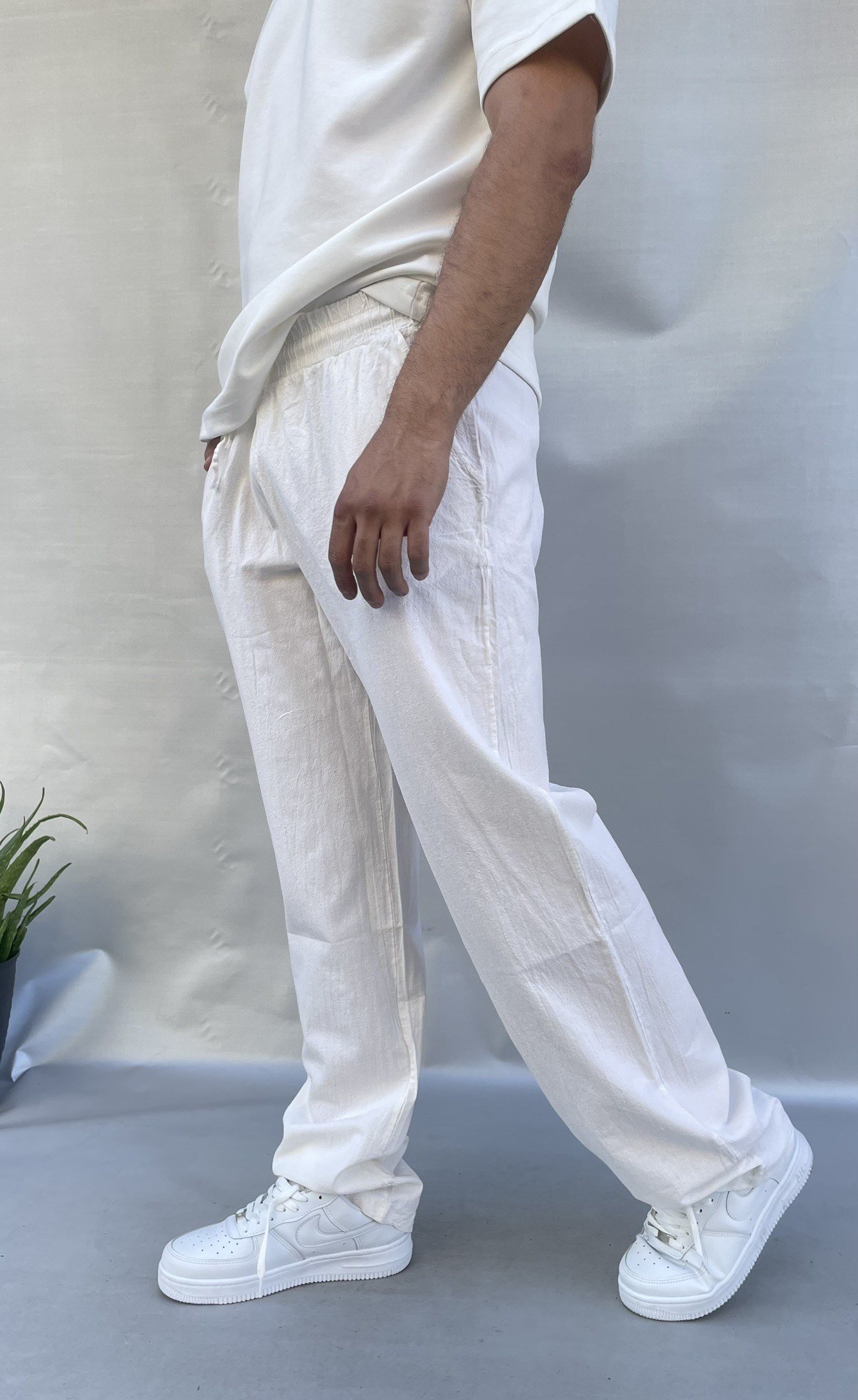 Uzun Baggy Keten Pantolon