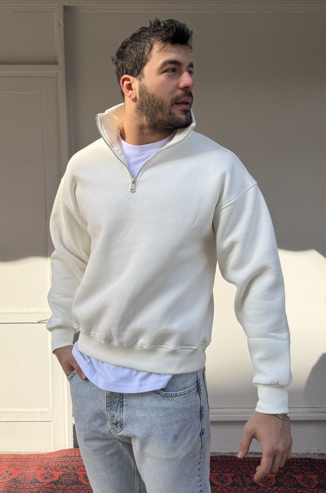 Wong Şardonlu Yarım Fermuar Sweat