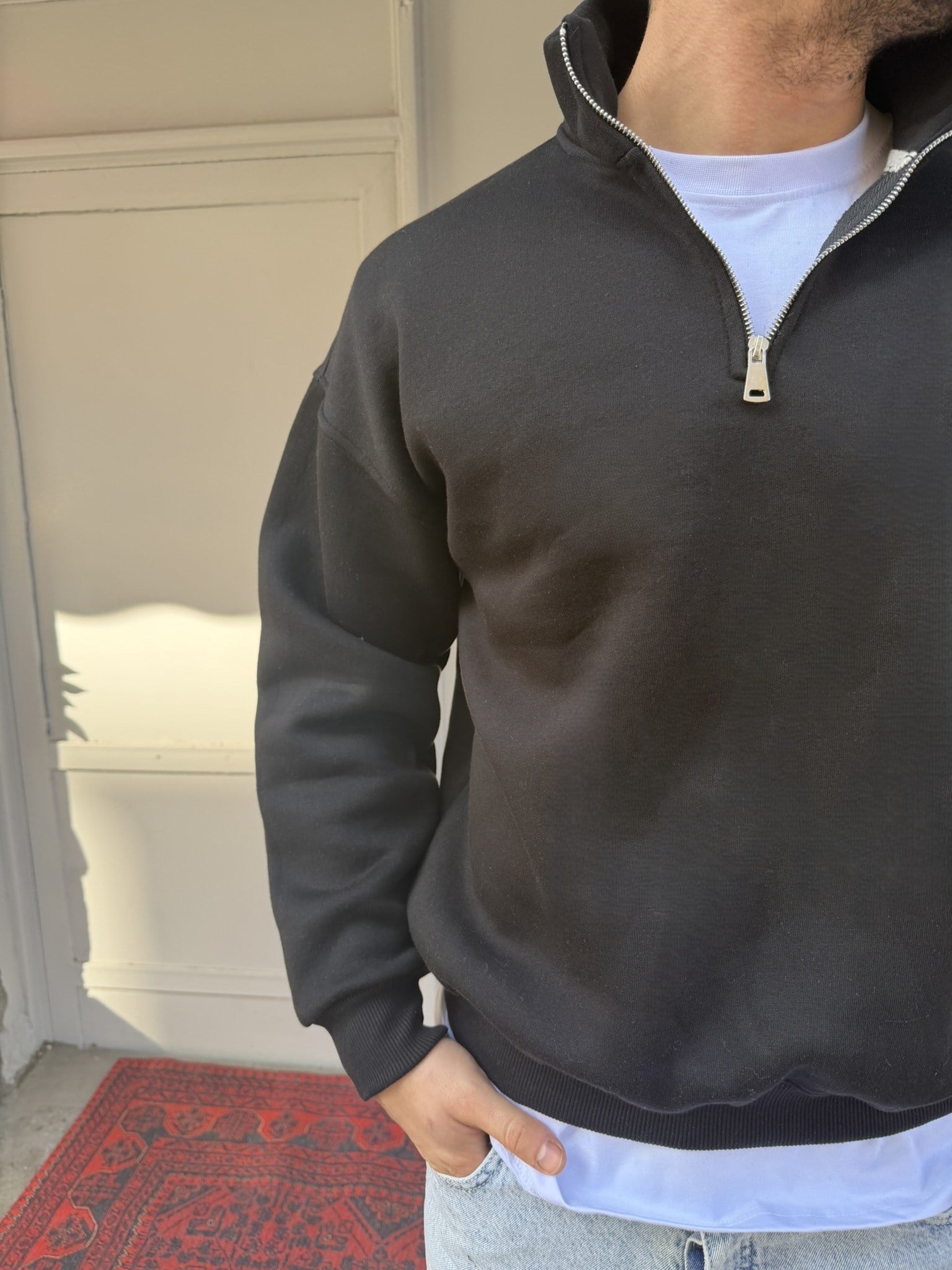 Wong Şardonlu Yarım Fermuar Sweat