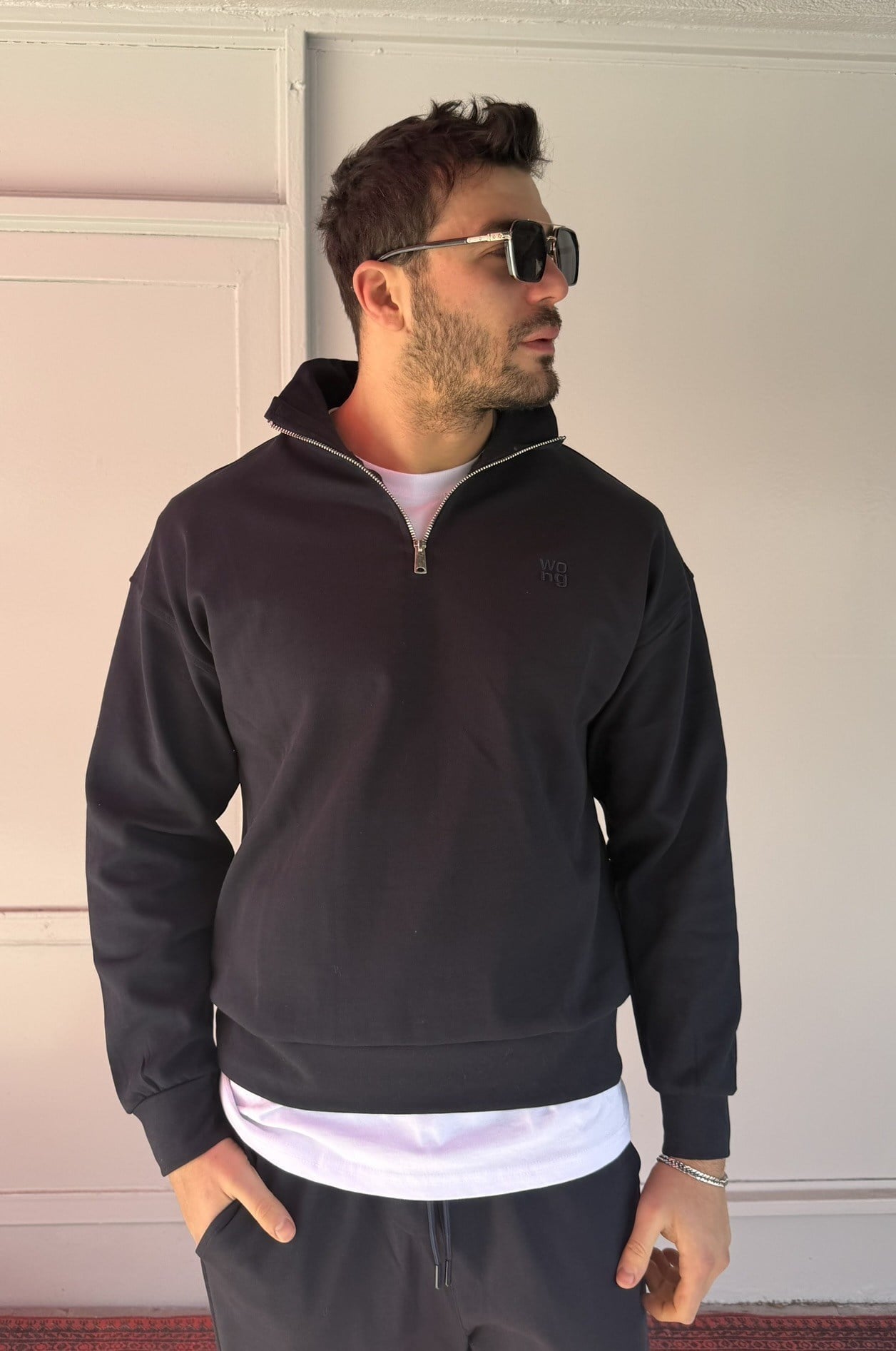 Wong Şardonsuz Yarım Fermuarlı Sweat