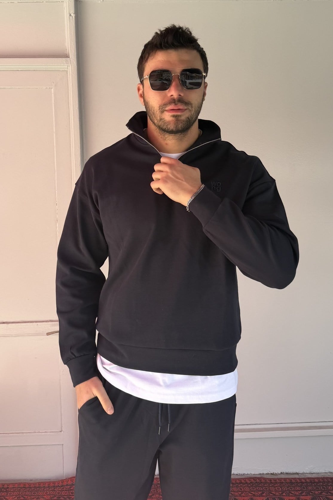 Wong Şardonsuz Yarım Fermuarlı Sweat