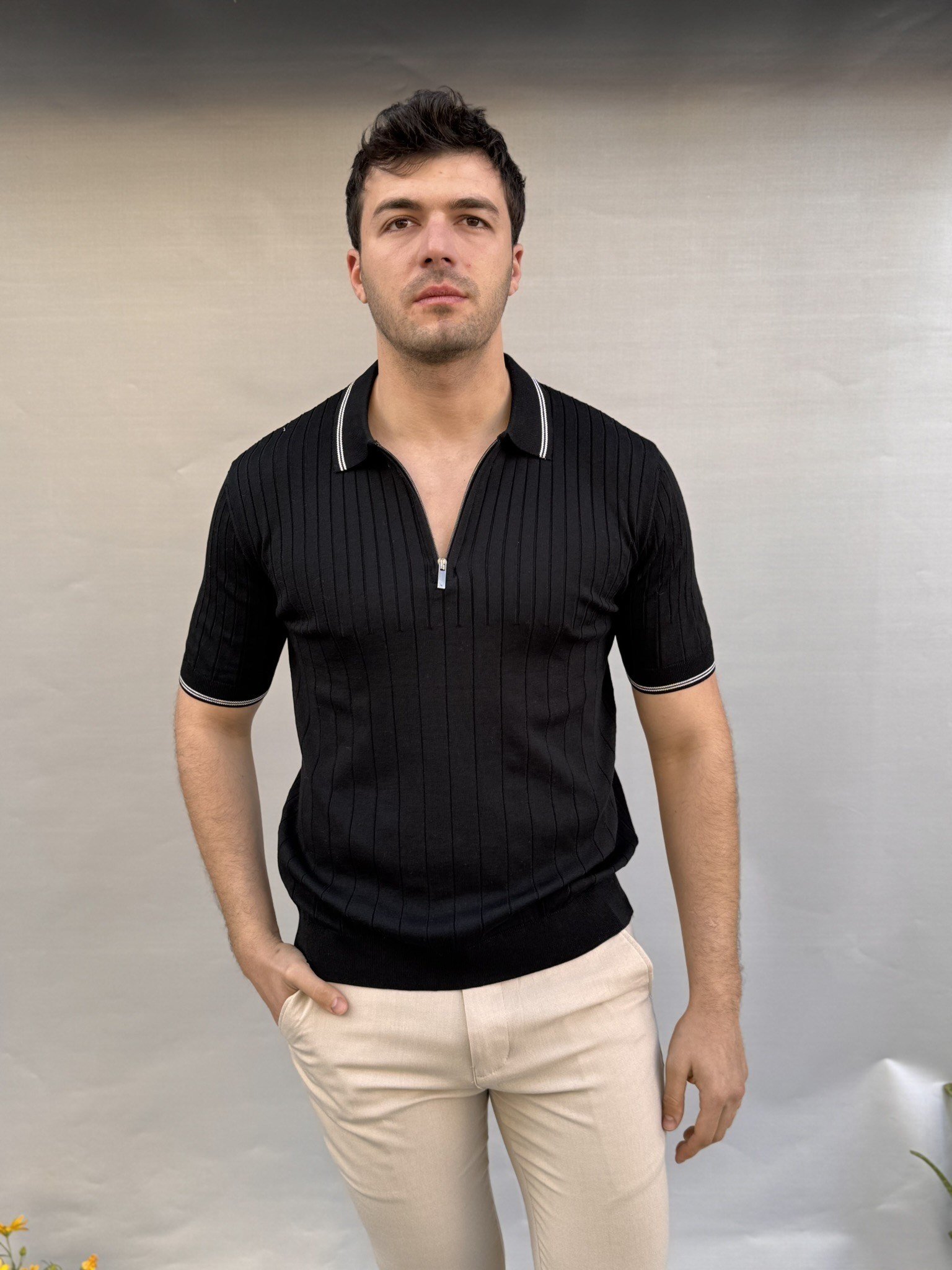 Yaka Çizgi Detay Polo Yaka T-shirt