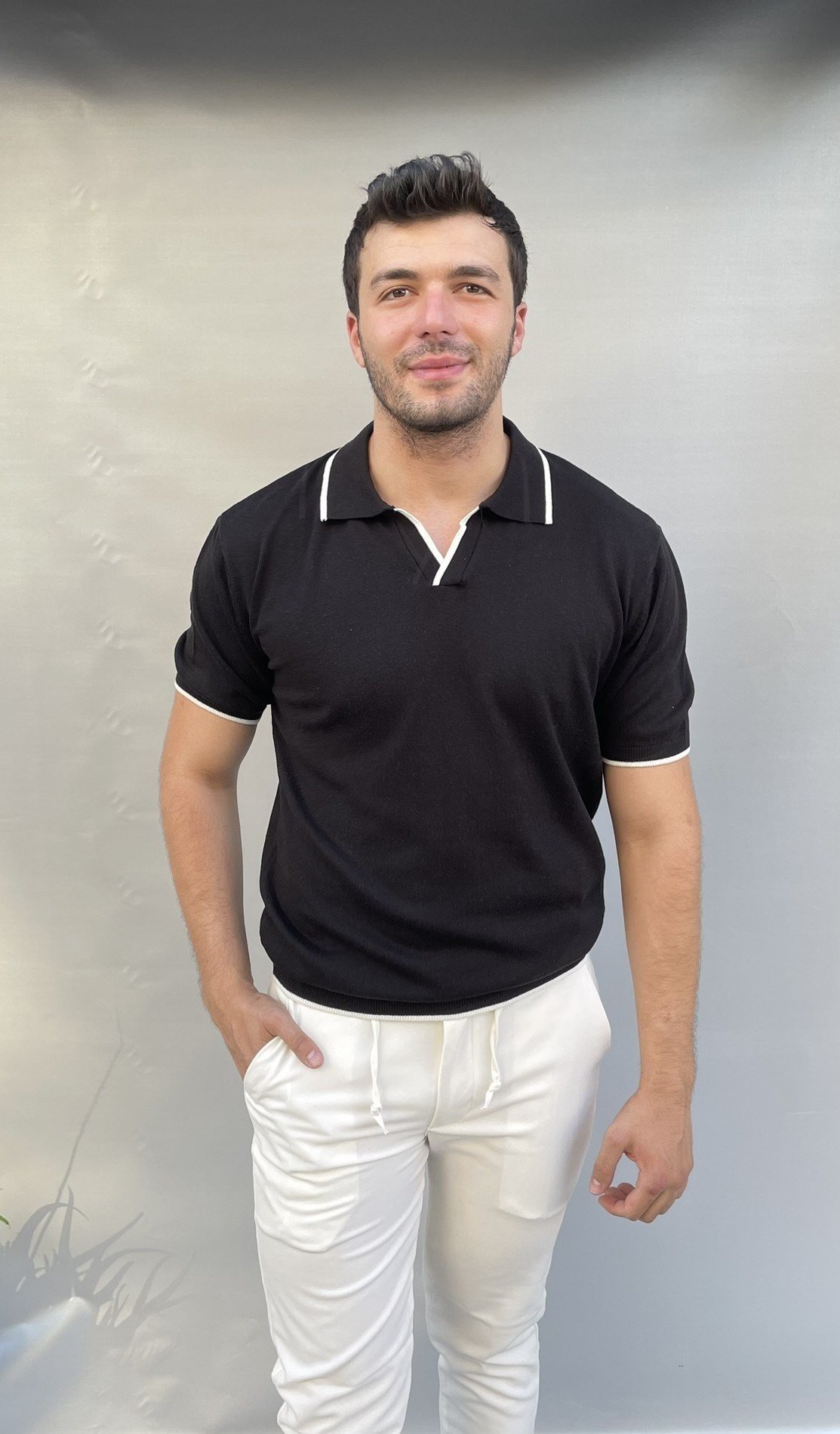 Yaka Çizgi Detay Triko Polo Yaka
