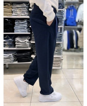 Yan Kemer Detay Baggy Kumaş Pantolon