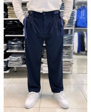 Yan Kemer Detay Baggy Kumaş Pantolon