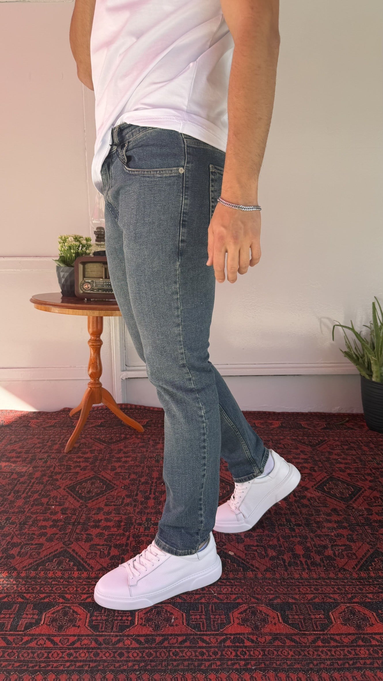 Yeşil-Mavi Regular Jean