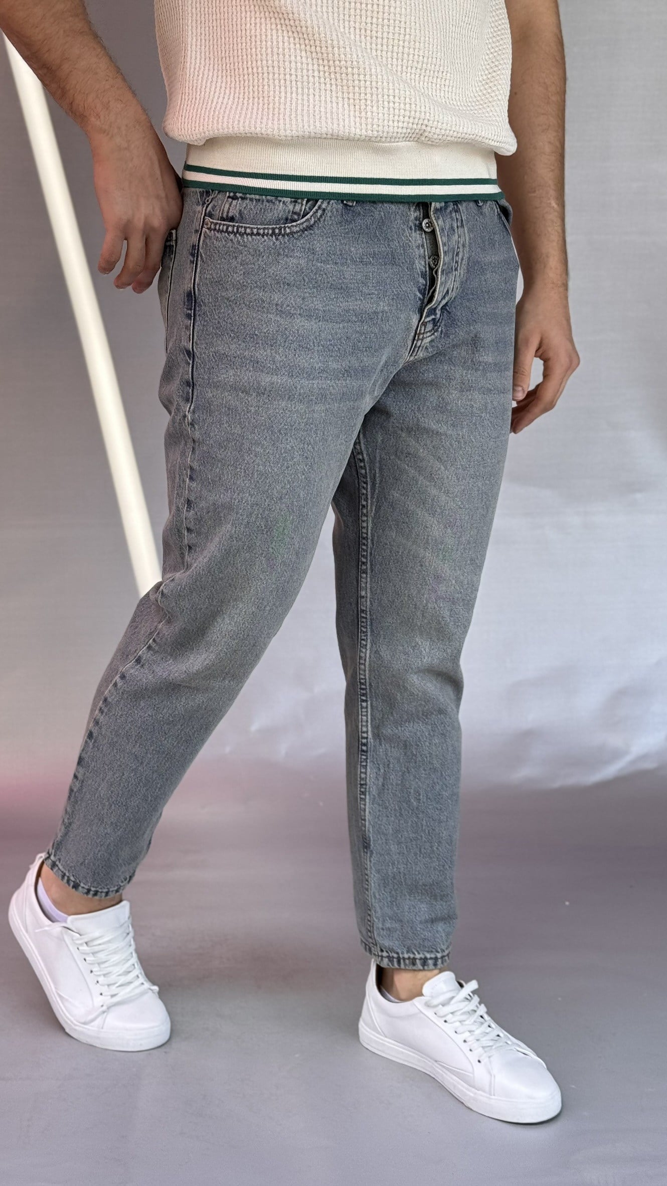 Yeşil Yansımalı Boyfriend Pantolon