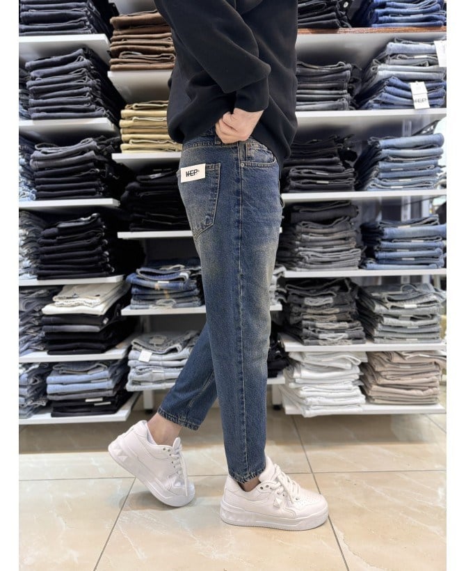 Yeşil Yıkamalı Boyfriend Jean