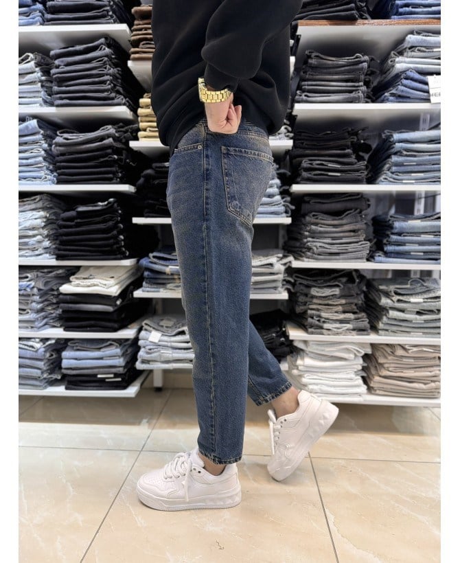 Yeşil Yıkamalı Boyfriend Jean