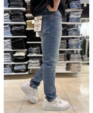 Yeşil Yıkamalı Mavi Slim Fit Jean 116CslMa
