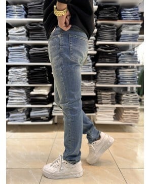 Yeşil Yıkamalı Mavi Slim Fit Jean 116CslMa