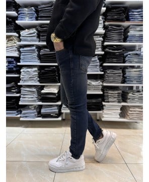 Yıkama Detay Lacivert Slim Fit Jean 424CslMa