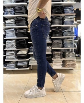 Yırtık Detay Koyu Mavi Skinny Jean 137CslKe