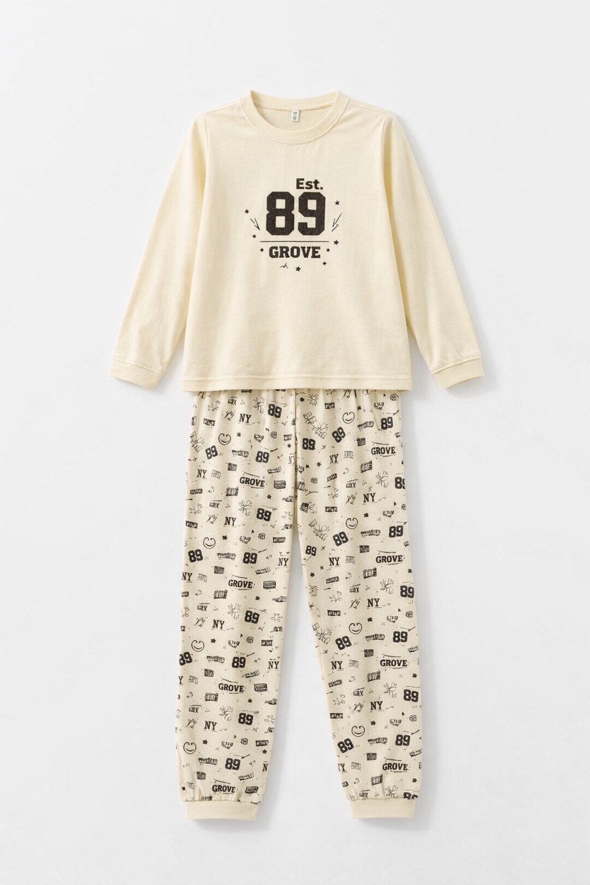 %100 pamuk çocuk uzun kollu ince pijama takımı