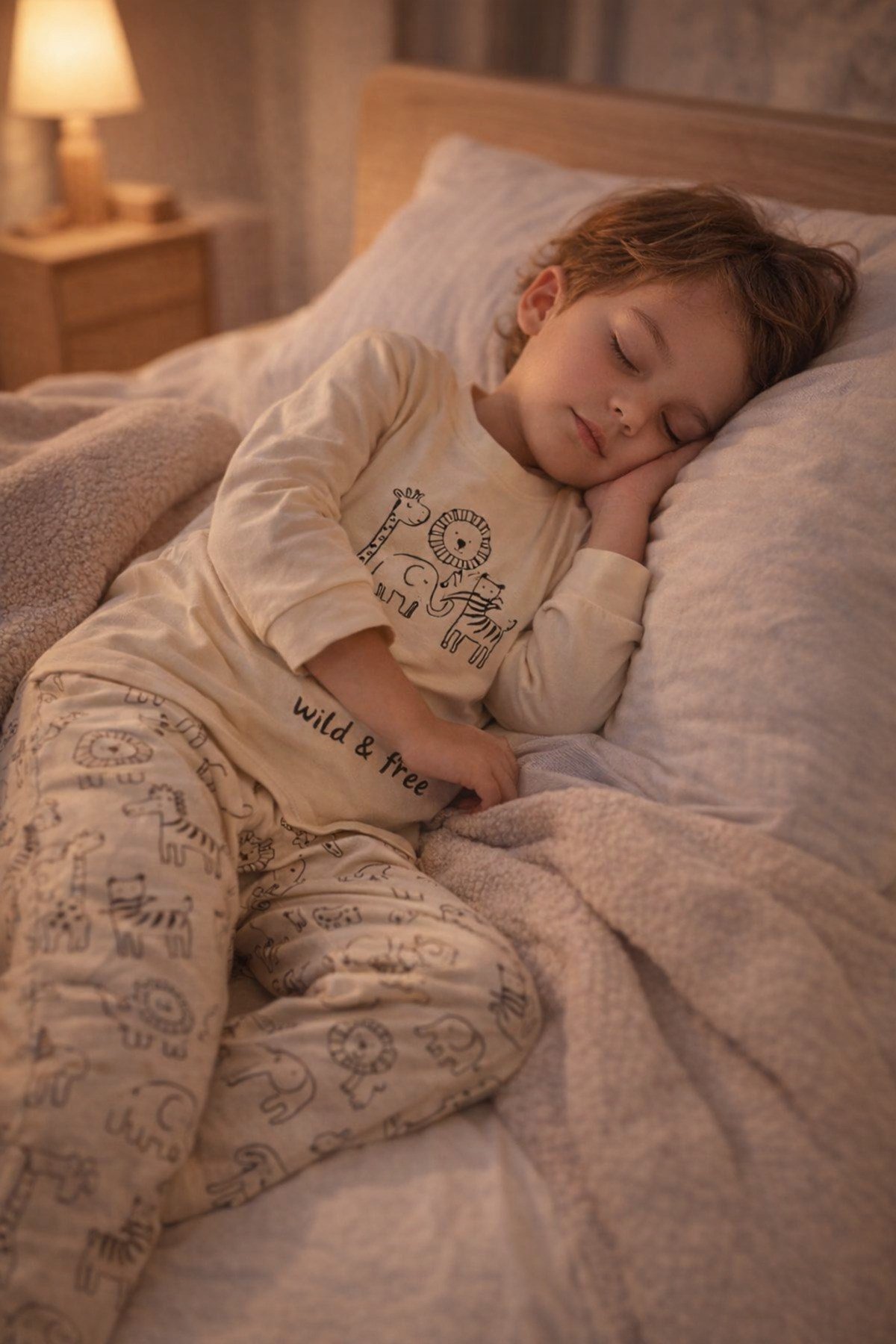%100 pamuk çocuk uzun kollu ince pijama takımı