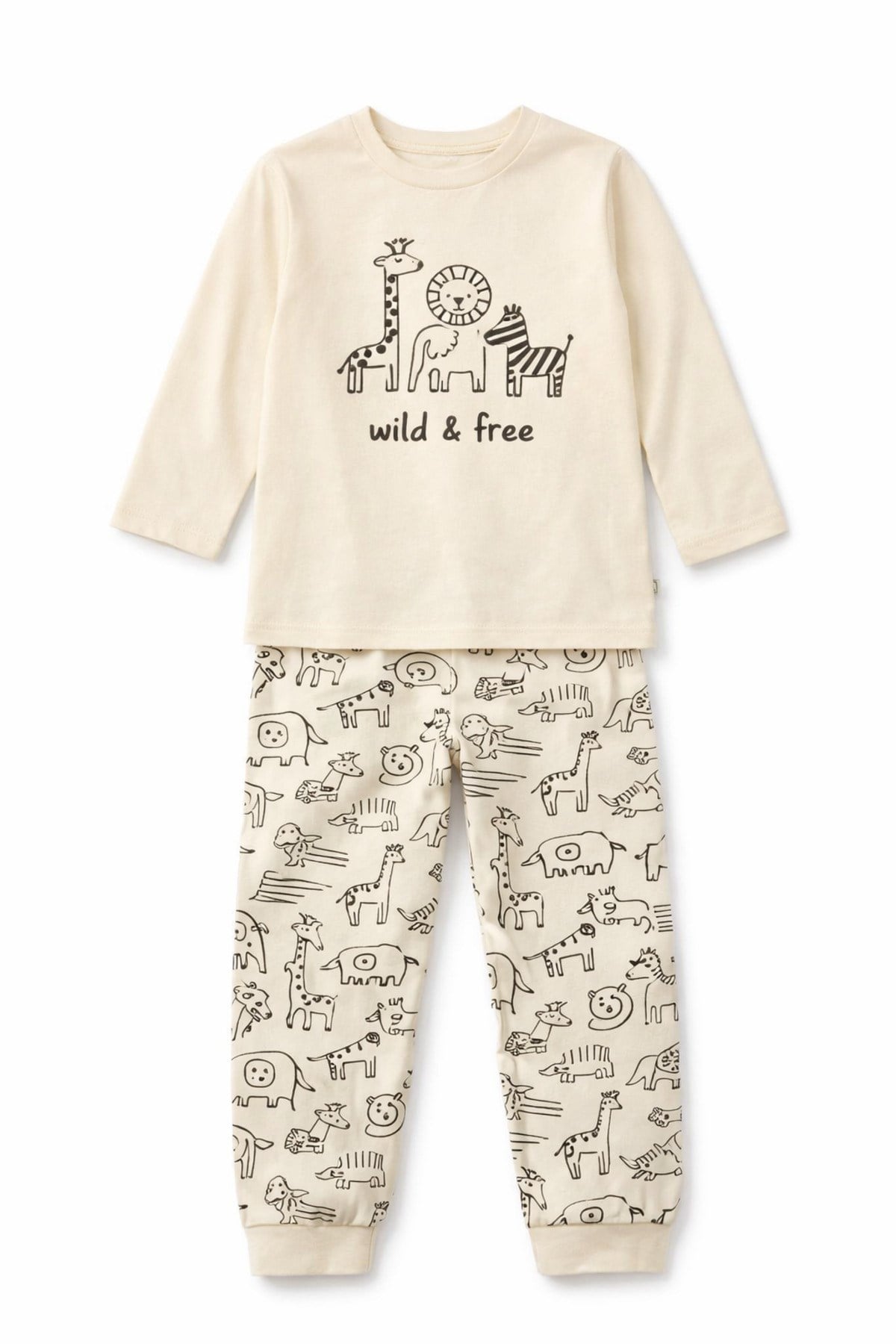 %100 pamuk çocuk uzun kollu ince pijama takımı