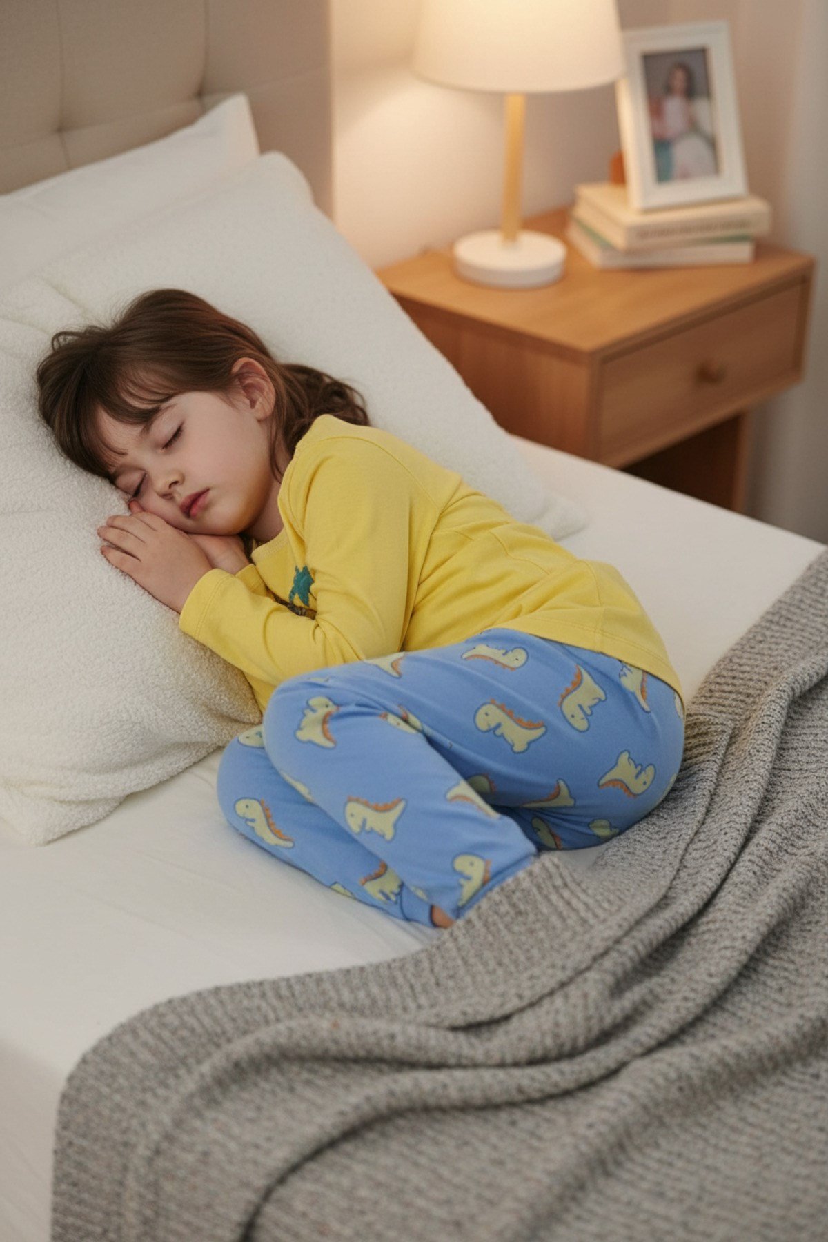 %100 pamuk çocuk uzun kollu ince pijama takımı