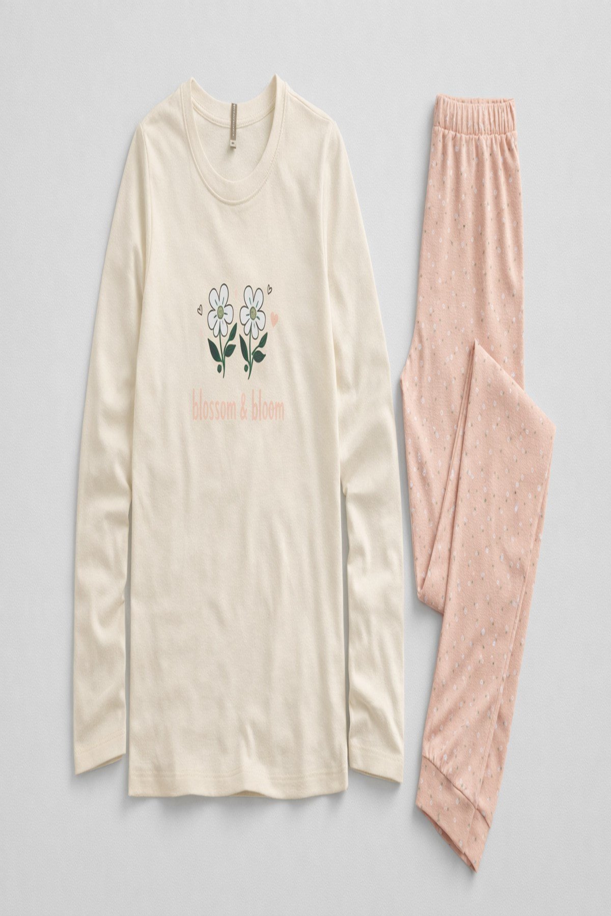 %100 pamuk çocuk uzun kollu ince pijama takımı