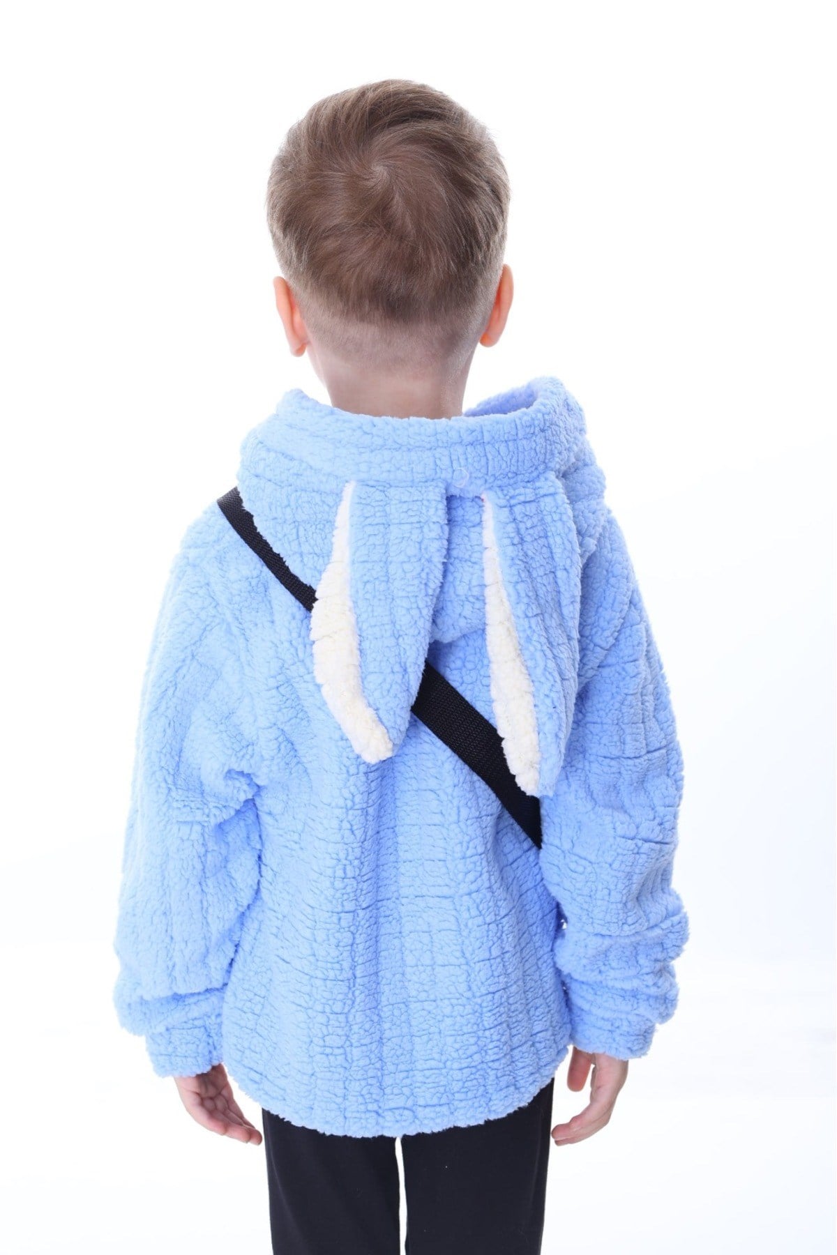 Bebe Mavisi Kareluxe Peluş Aksesuarlı Çocuk Hırka - Unisex 1-5 Yaş