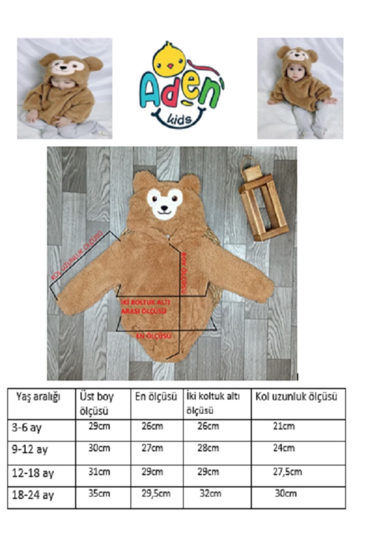 Kapüşonlu Bebek Peluş Çıtçıtlı Badi