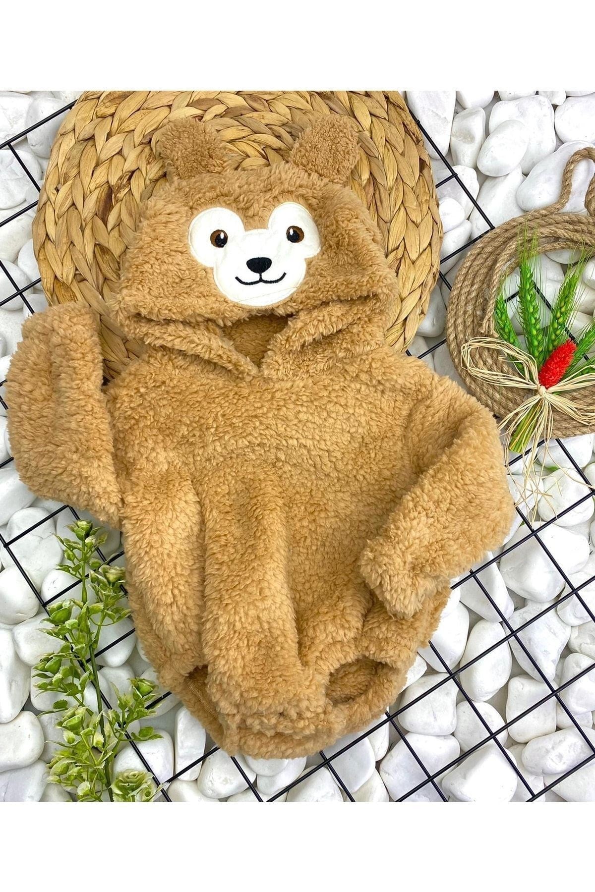 Kapüşonlu Bebek Peluş Çıtçıtlı Body