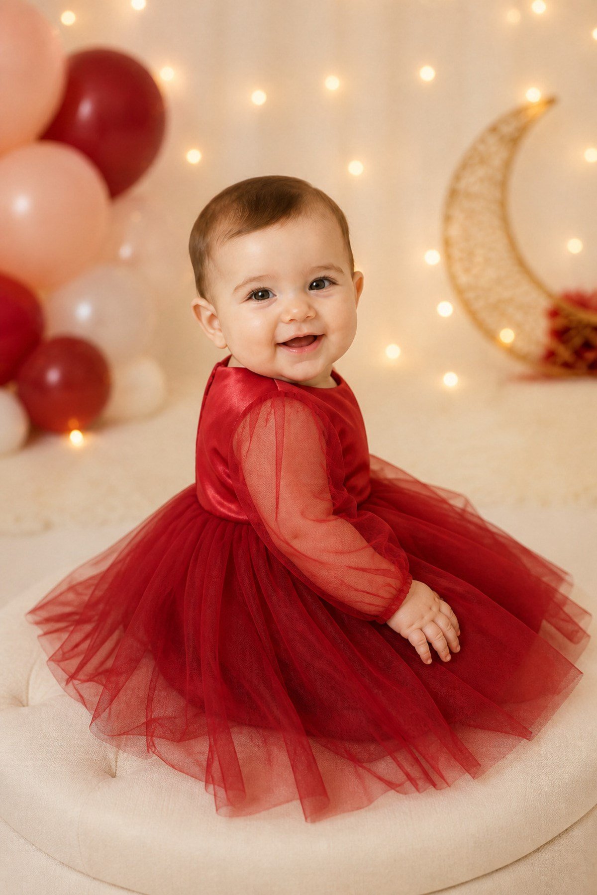 kız bebek 6 ay kınası ve 1 yaş doğum günü konsept elbise