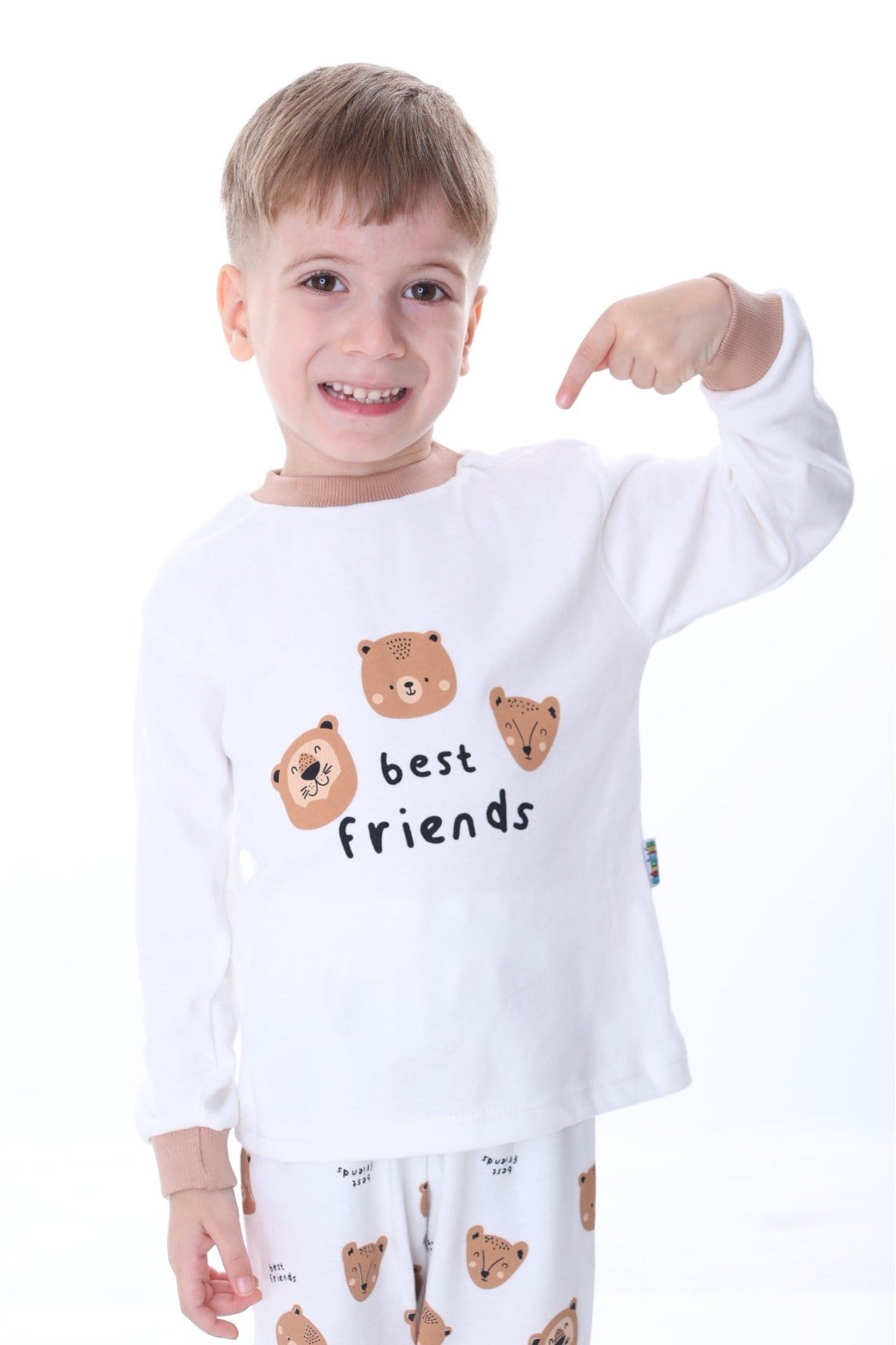Kız Çocuk Ve Erkek Çocuk Karikatür Baskılı Bebek Ve Çocuk Pijama Seti