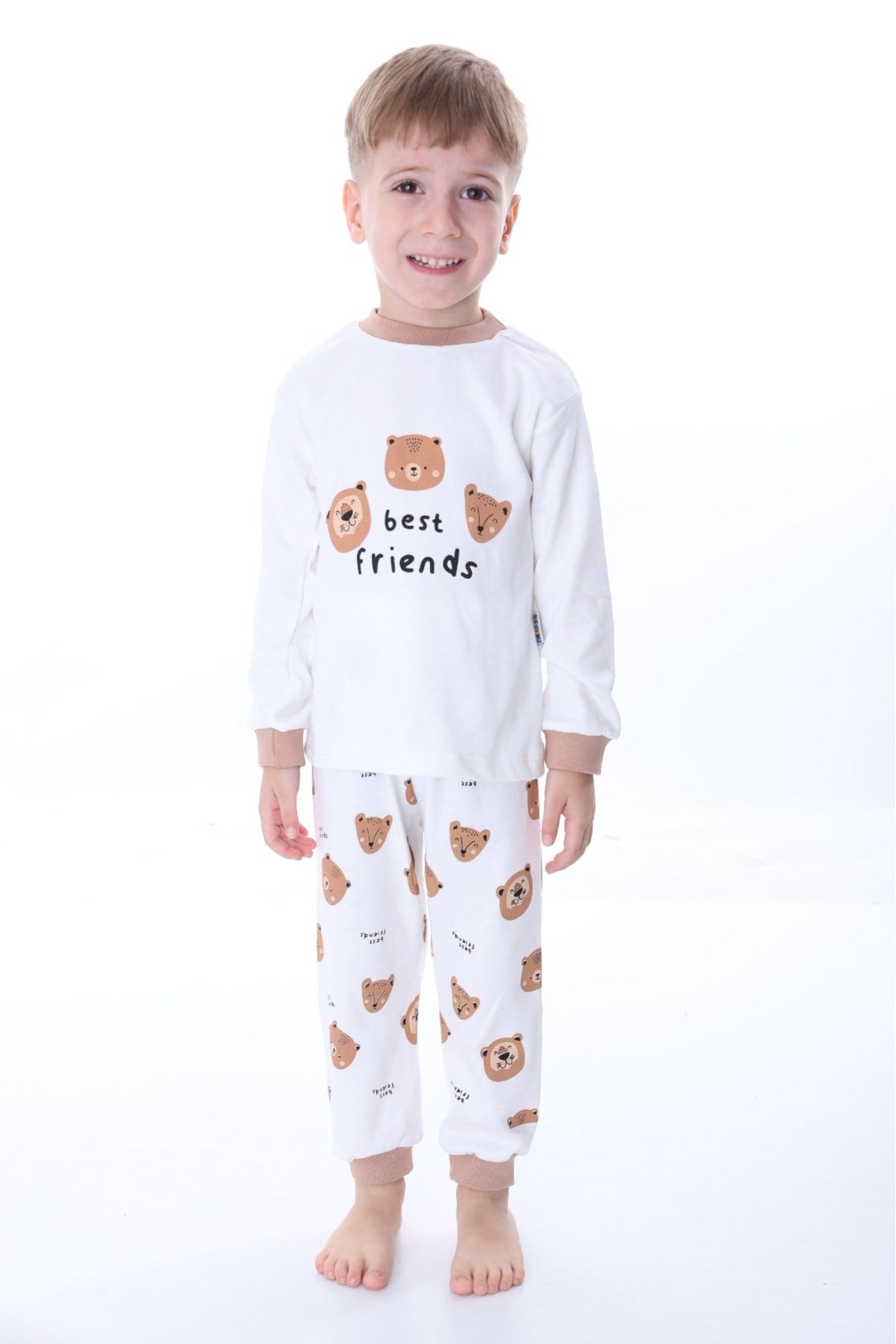 Kız Çocuk Ve Erkek Çocuk Karikatür Baskılı Bebek Ve Çocuk Pijama Seti