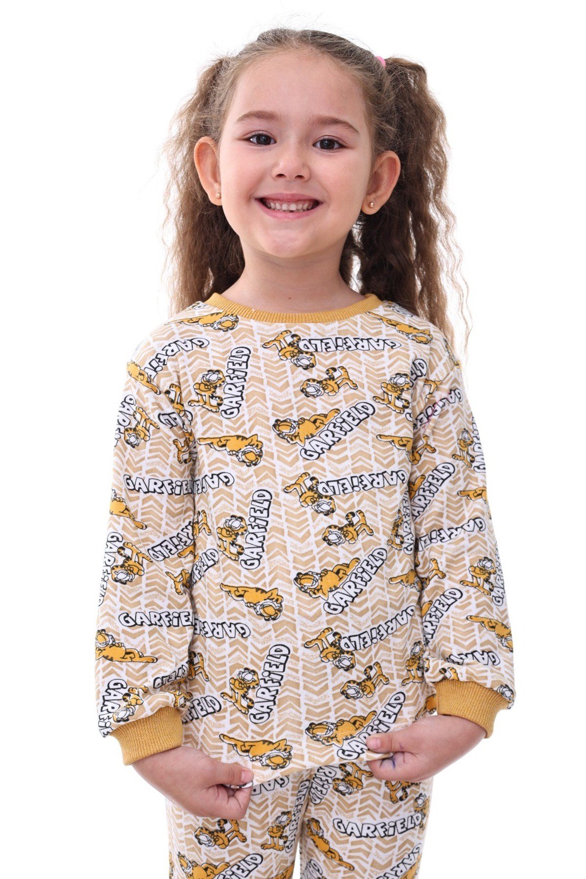 Mevsimlik Pamuklu Kumaş Karikatürlü Unisex Çocuk Pijama Takımı