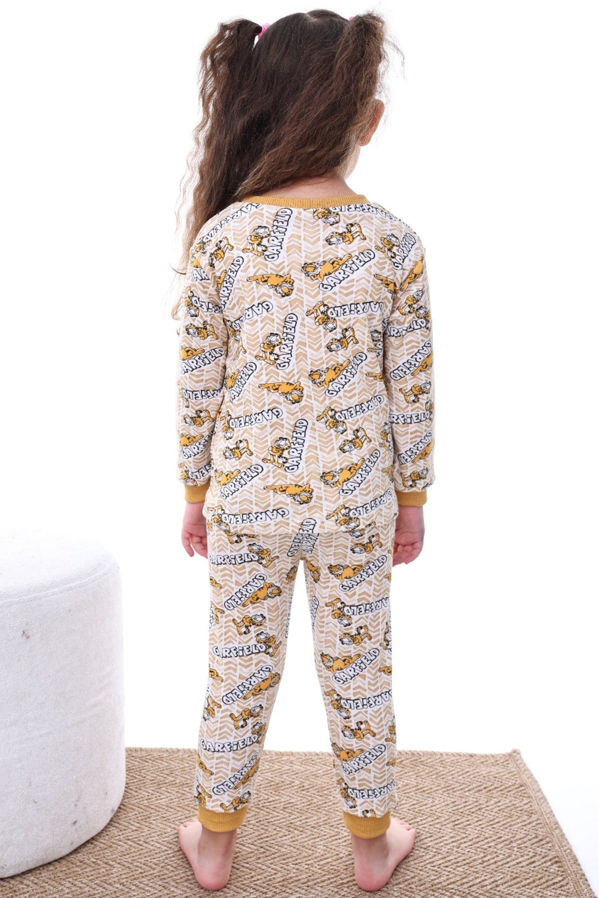 Mevsimlik Pamuklu Kumaş Karikatürlü Unisex Çocuk Pijama Takımı