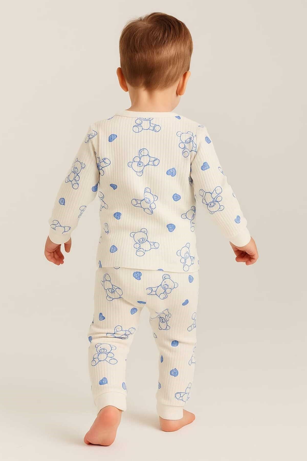 Raporlu Kumaş Desenli Çocuk Pijama Takımı