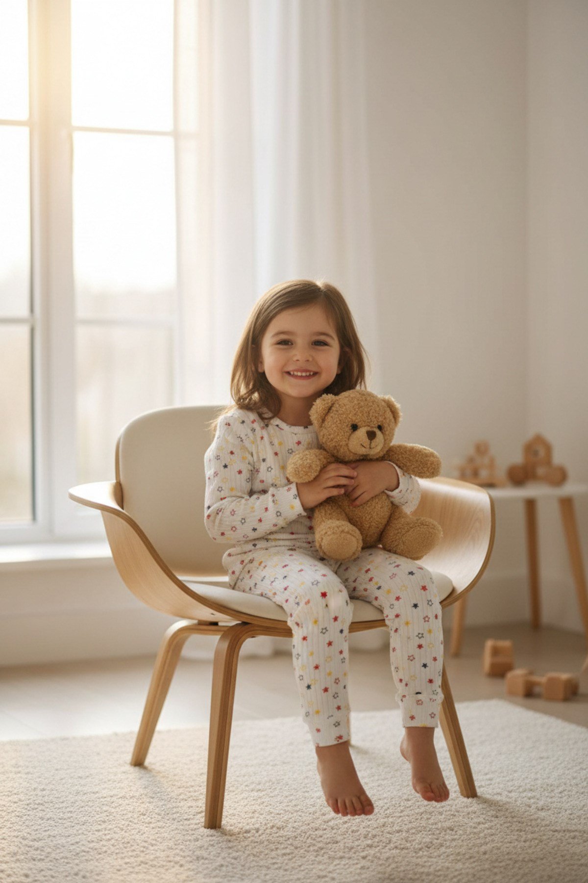Raporlu Kumaş Desenli Çocuk Pijama Takımı