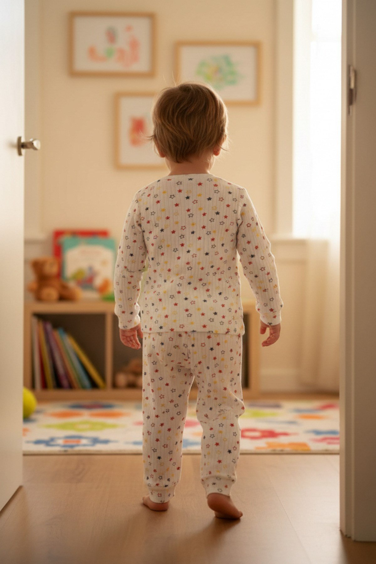 Raporlu Kumaş Desenli Çocuk Pijama Takımı