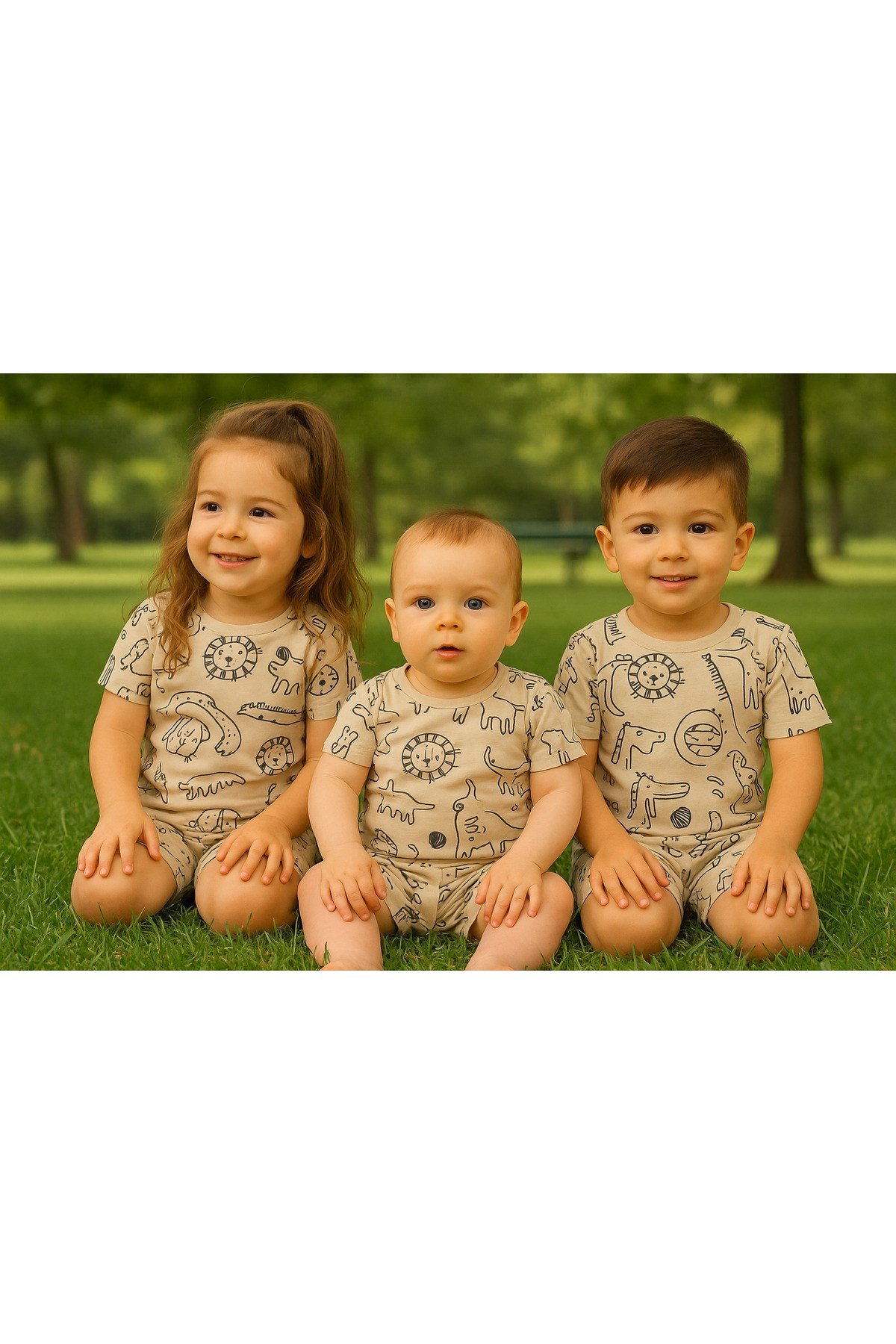 saferi krem reng yazlık pijama takımı