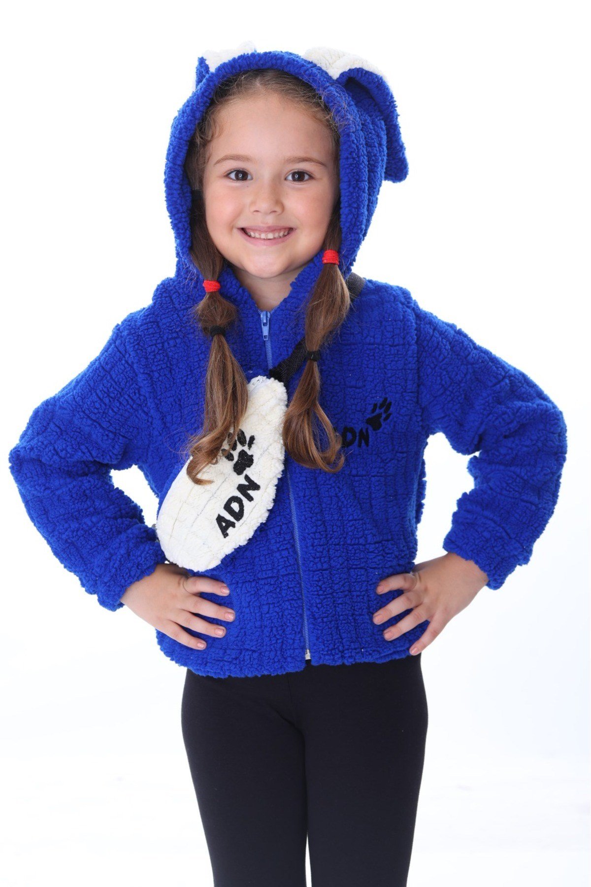 Sax Mavisi Kareluxe Peluş Aksesuarlı Çocuk Hırka - Unisex 1-5 Yaş